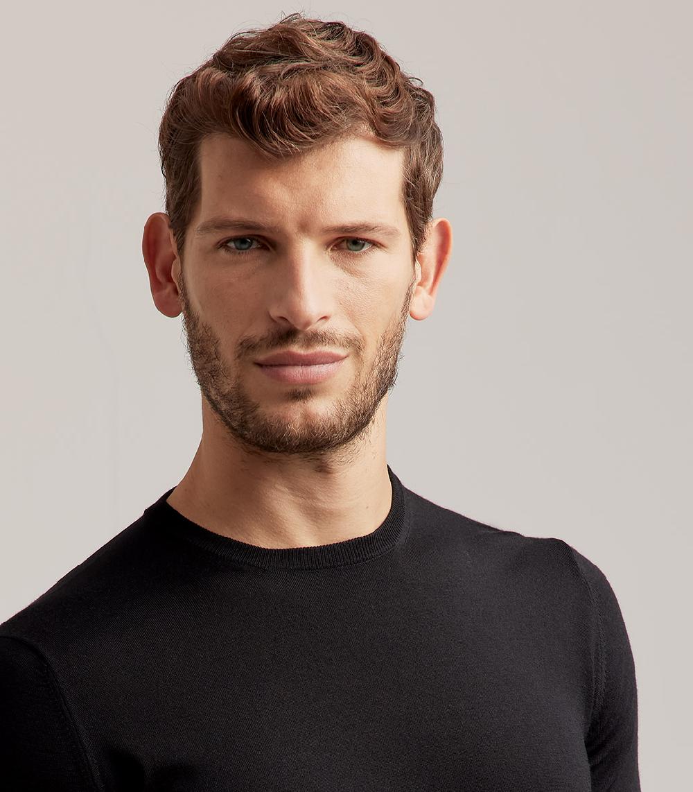 S.Moritz GIROCOLLO ROYAL MERINO - NERO Moda