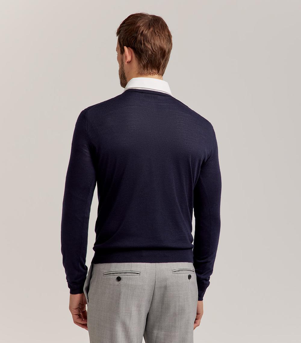 S.Moritz COLLO V LANA SETA CASHMERE - BLU NAVY 2025
