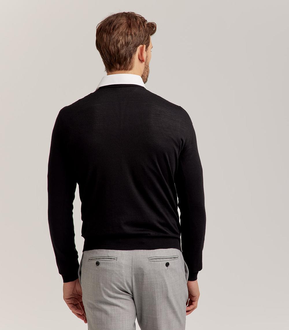 S.Moritz COLLO V LANA SETA CASHMERE - NERO In Linea
