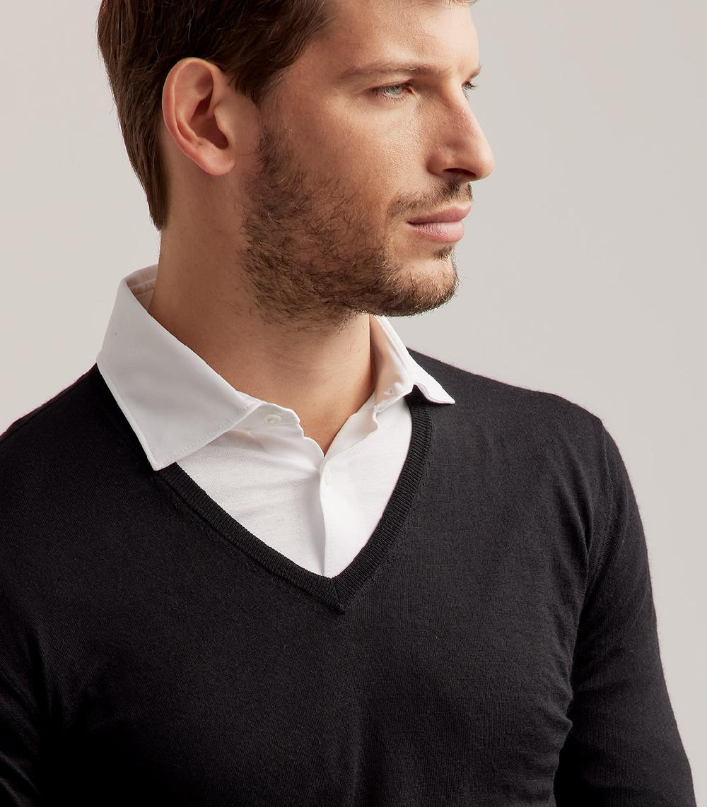 S.Moritz COLLO V LANA SETA CASHMERE - NERO In Linea