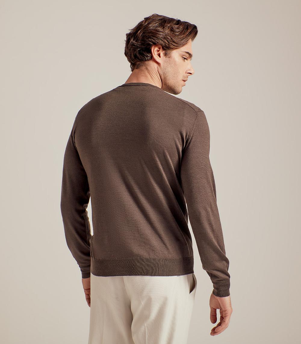 S.Moritz COLLO V LANA SETA CASHMERE - CACAO Qualità