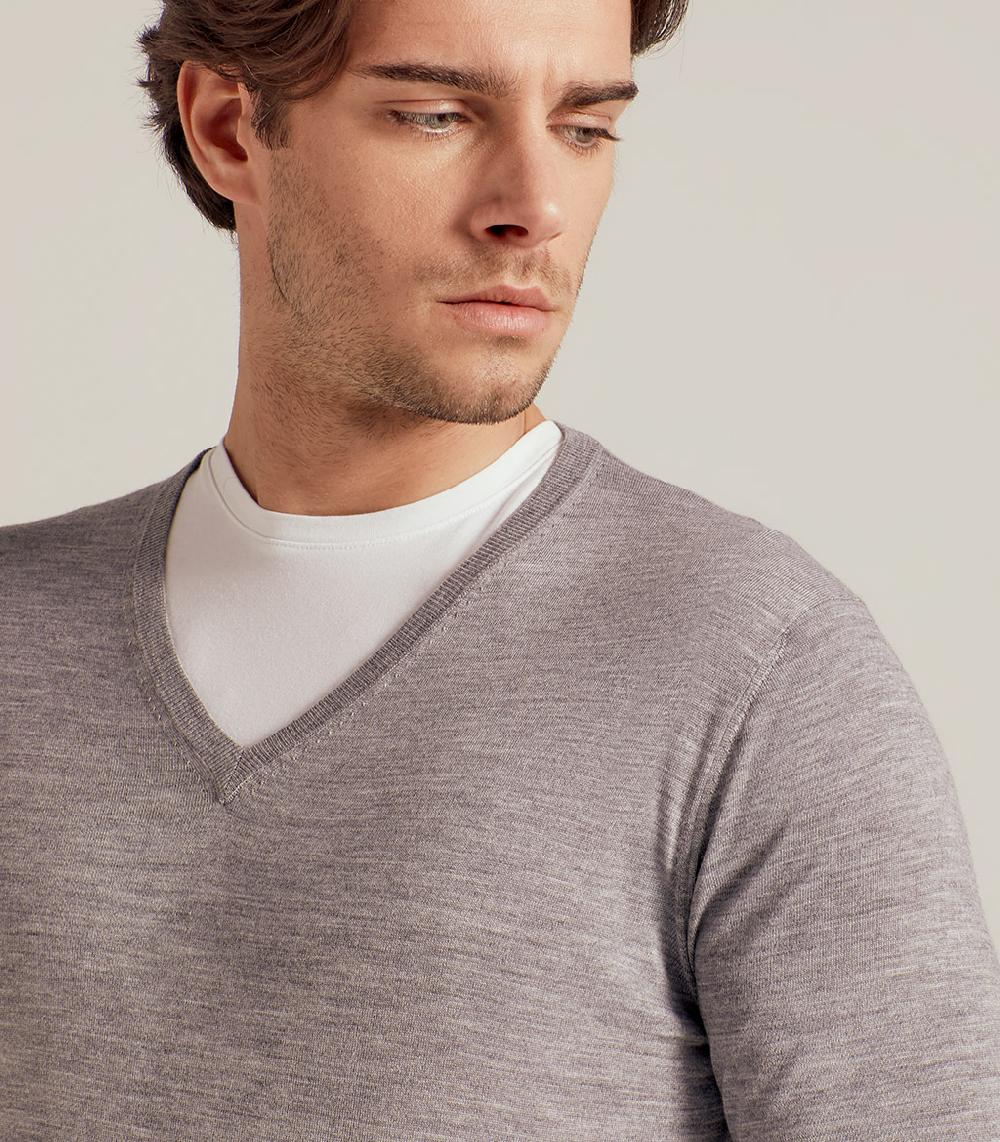 S.Moritz COLLO V LANA SETA CASHMERE - GRIGIO Vendita