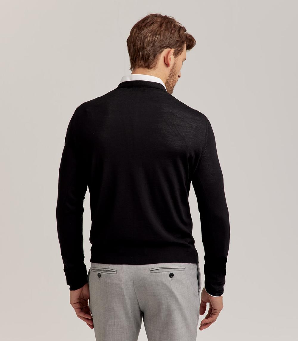 S.Moritz CARDIGAN BOTTONI ROYAL MERINO - NERO Novità