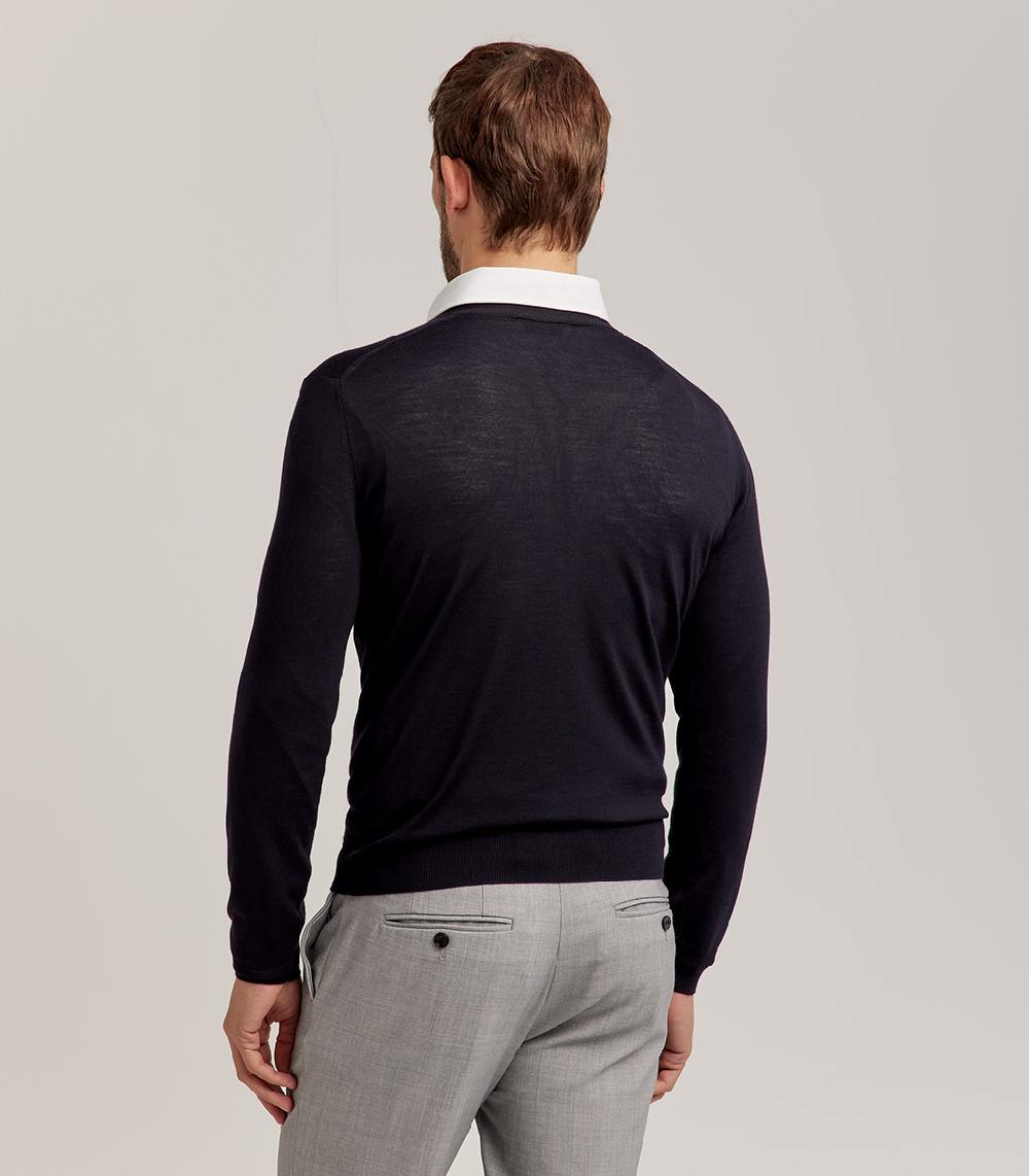 S.Moritz CARDIGAN BOTTONI ROYAL MERINO - BLU NAVY Presa
