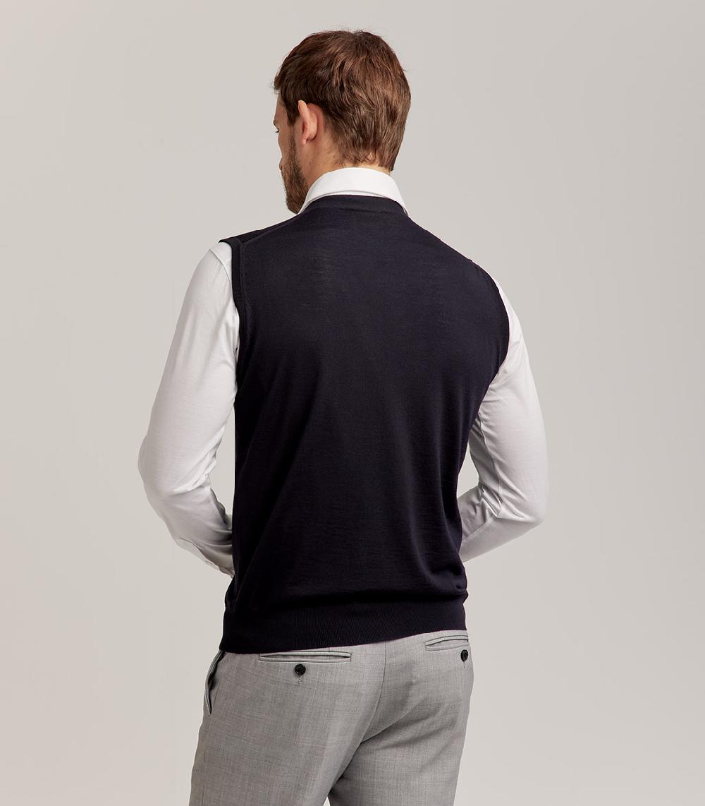 S.Moritz GILET BOTTONI ROYAL MERINO - BLU NAVY Sconto