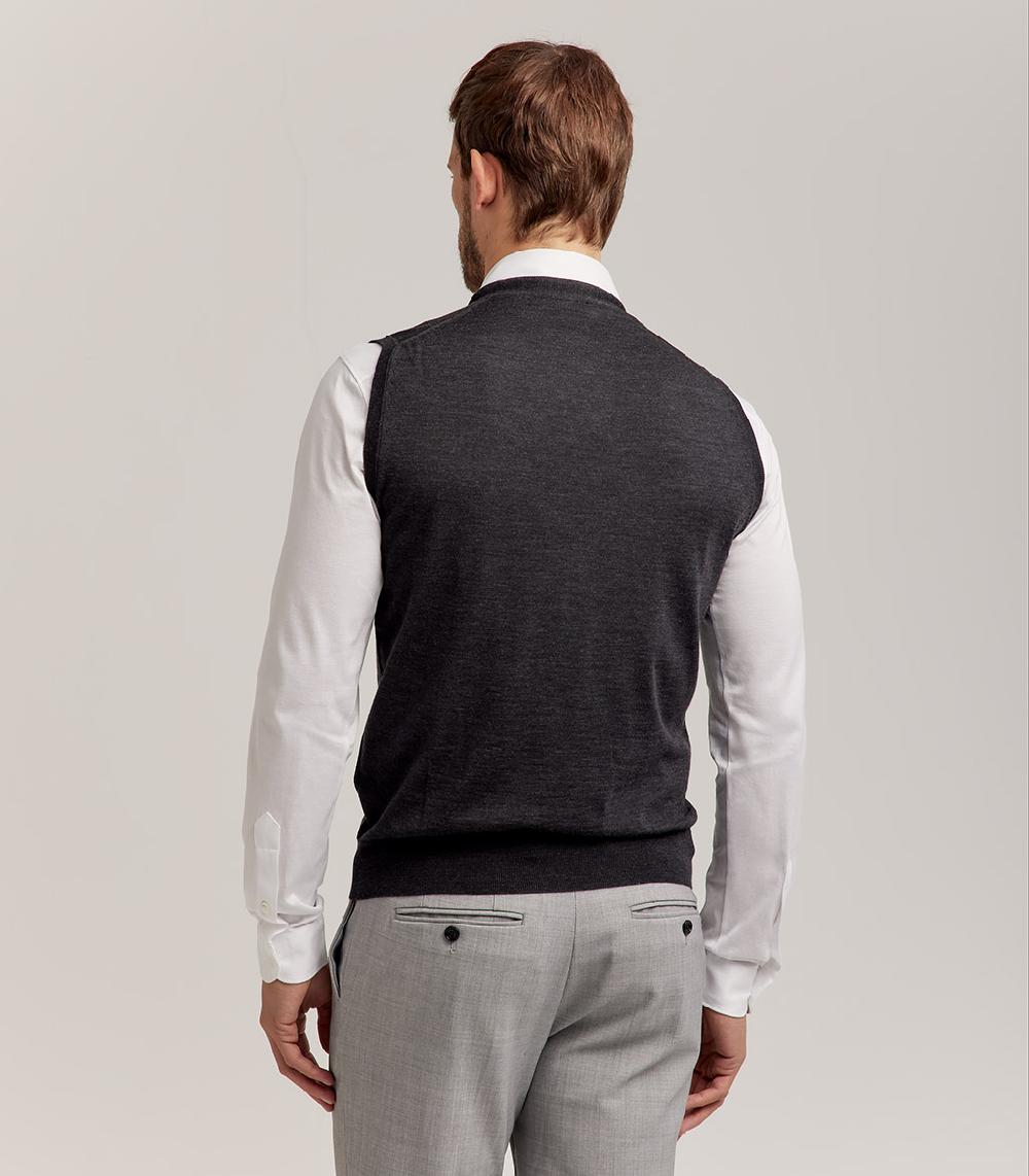 S.Moritz GILET BOTTONI ROYAL MERINO - GRIGIO ANTRACITE Offerta