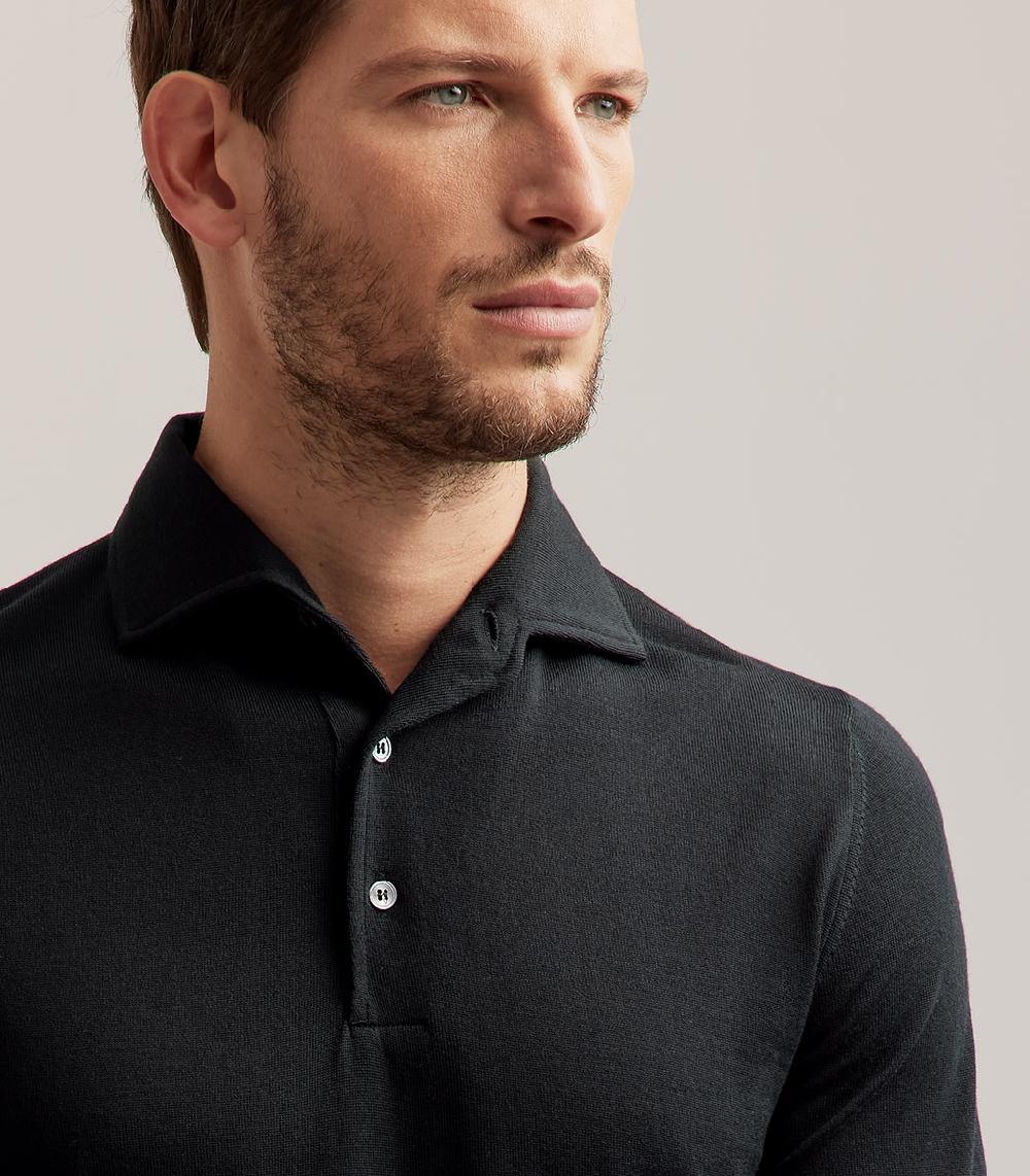 S.Moritz POLO COLLO CAMICIA ROYAL MERINO - VERDE SCURO Outlet