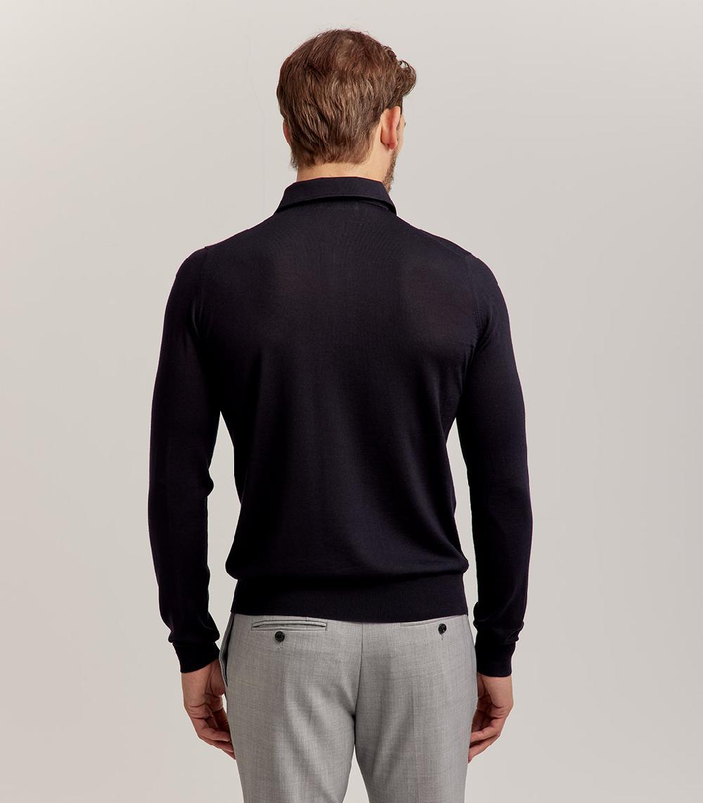 S.Moritz POLO COLLO CAMICIA ROYAL MERINO - BLU NAVY In Vendita