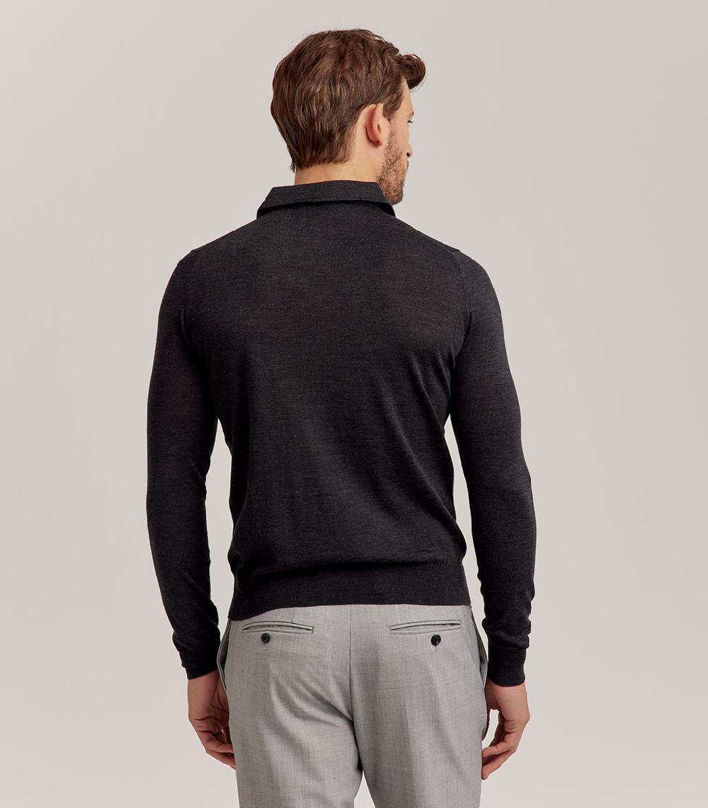 S.Moritz POLO COLLO CAMICIA ROYAL MERINO - GRIGIO ANTRACITE Saldi