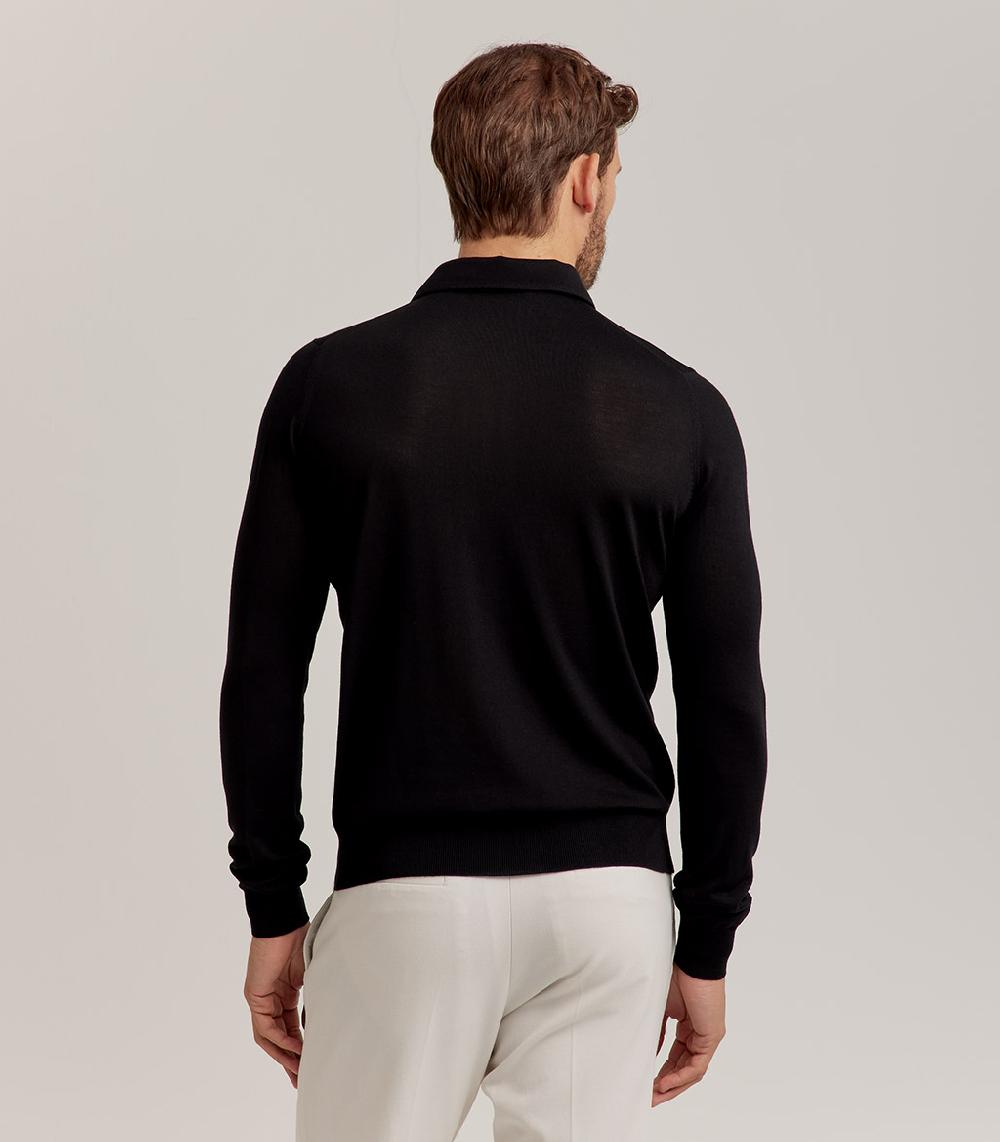 S.Moritz POLO COLLO CAMICIA ROYAL MERINO - NERO Offerte