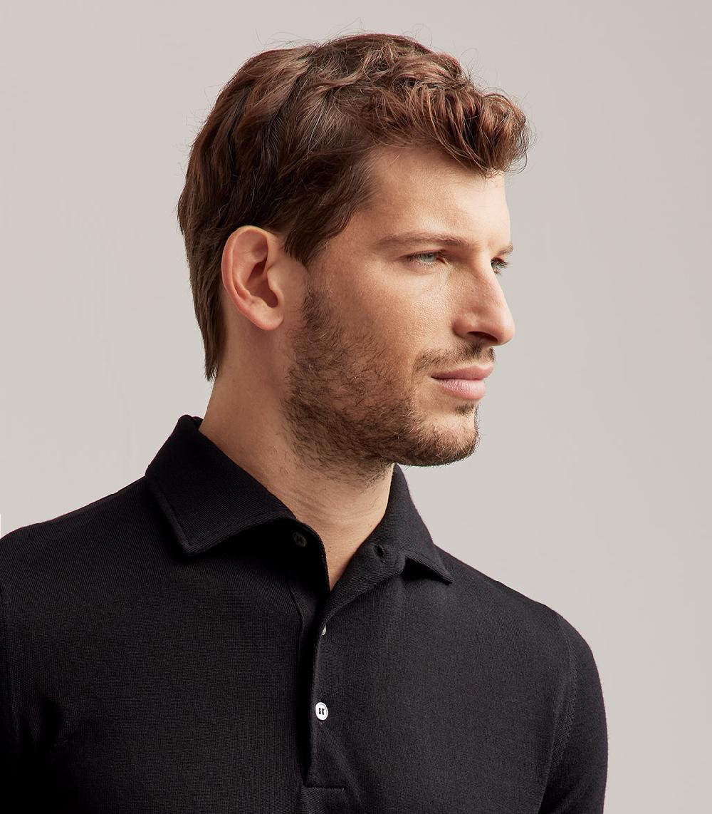 S.Moritz POLO COLLO CAMICIA ROYAL MERINO - NERO Offerte