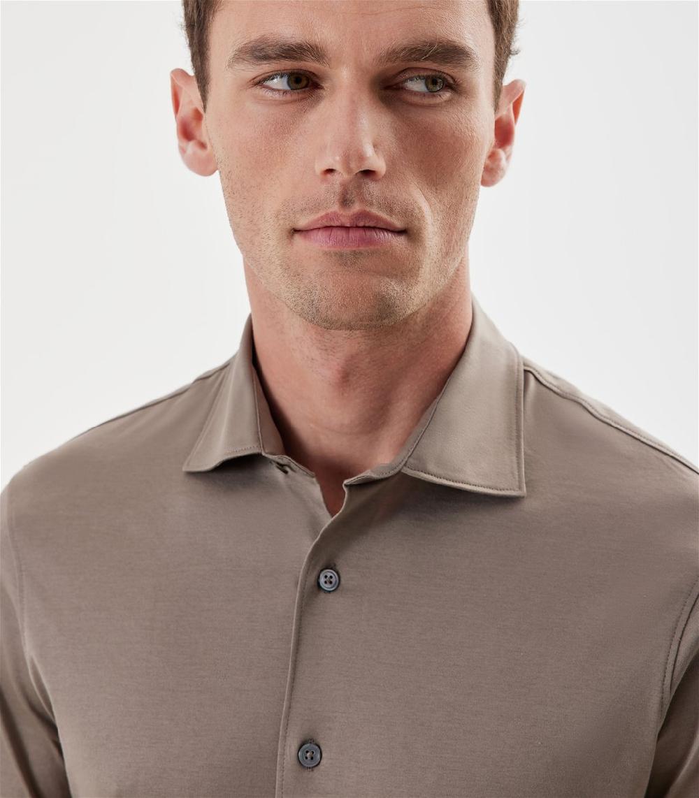 S.Moritz Camicia tortora da uomo in cotone jersey | S.Moritz Sito Ufficiale In Saldo
