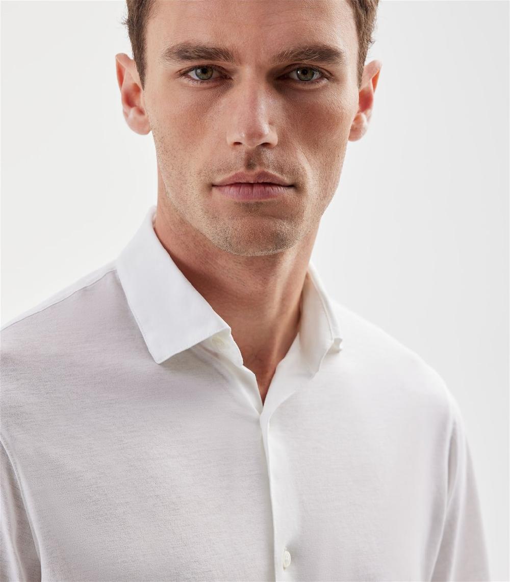 S.Moritz Camicia bianca da uomo in cotone crepe | S.Moritz Sito Ufficiale Nuova