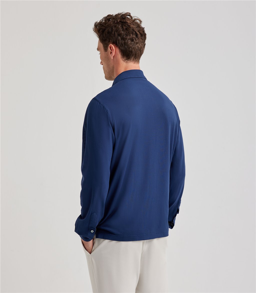 S.Moritz Camicia blu da uomo in cotone crepe | S.Moritz Sito Ufficiale 2025