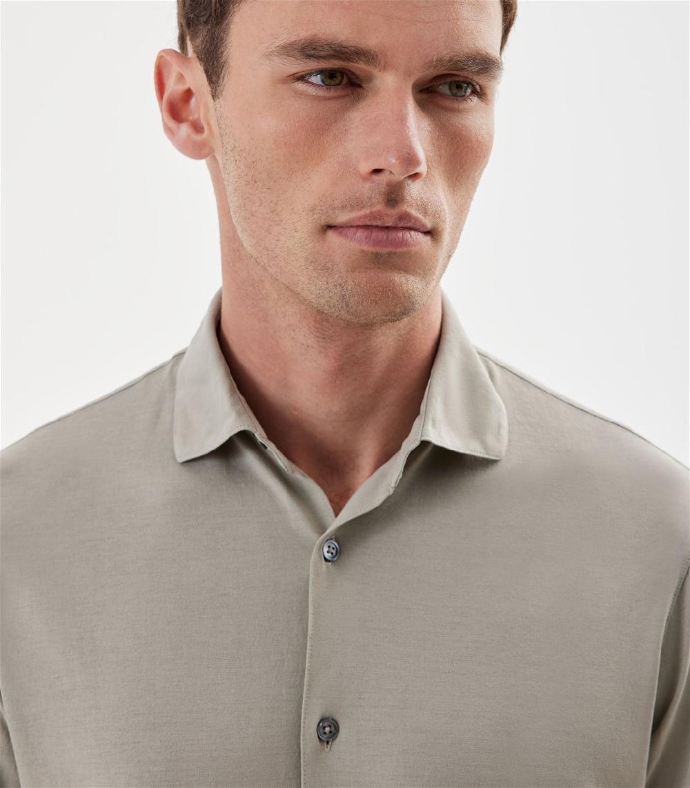 S.Moritz Camicia grigia da uomo in cotone crepe | S.Moritz Sito Ufficiale Italy