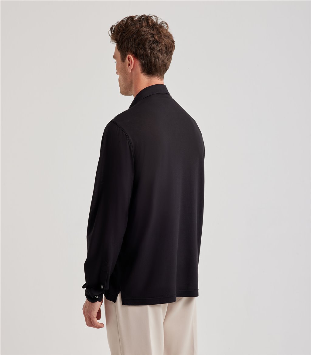 S.Moritz Camicia nera da uomo in cotone crepe | S.Moritz Sito Ufficiale Italia