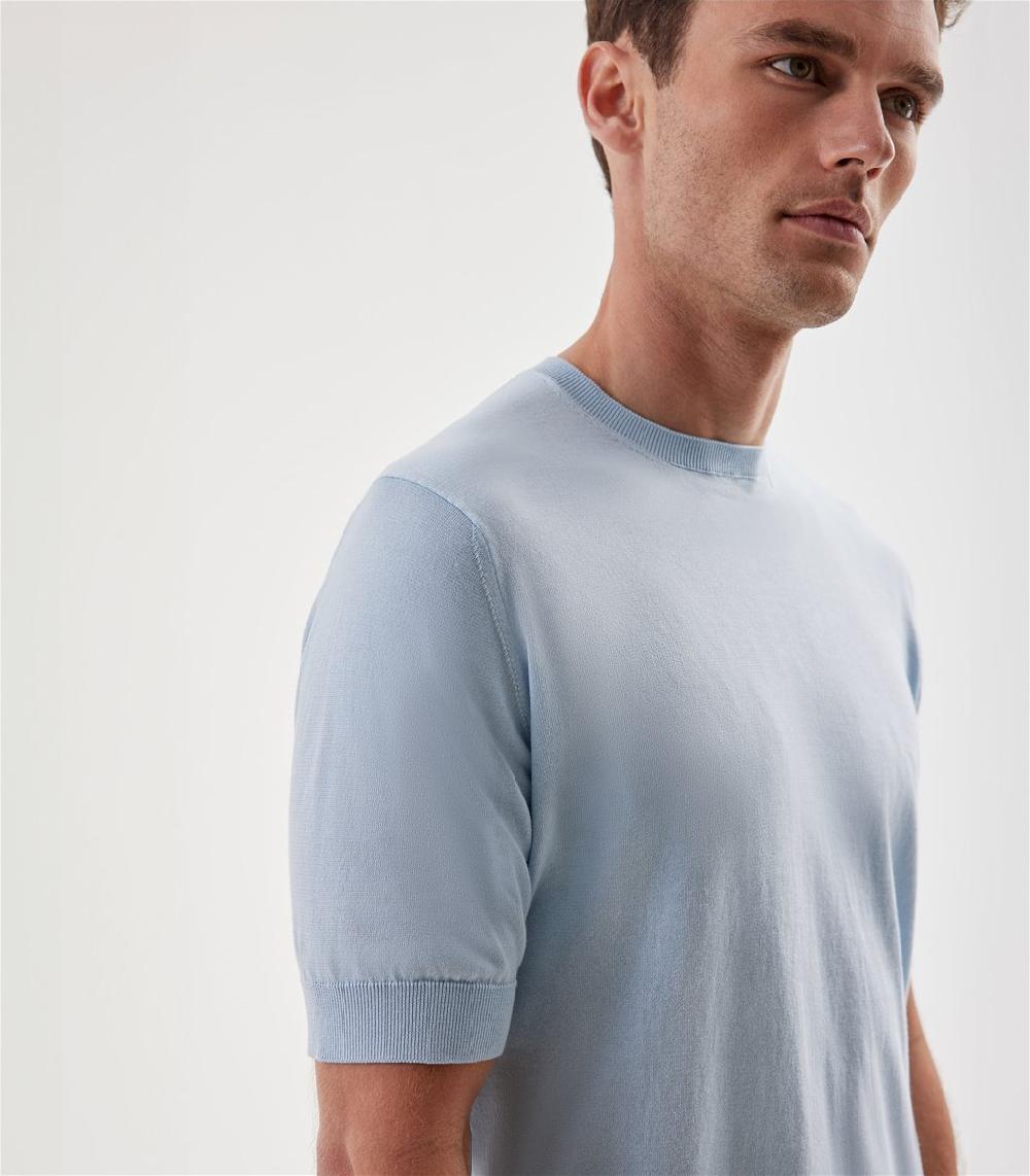 S.Moritz T-shirt celeste da uomo in cotone giza | S.Moritz Sito Ufficiale Vendita
