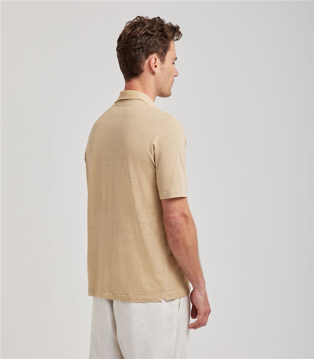S.Moritz Polo skipper beige da uomo in jersey lino | S.Moritz Sito Ufficiale Online