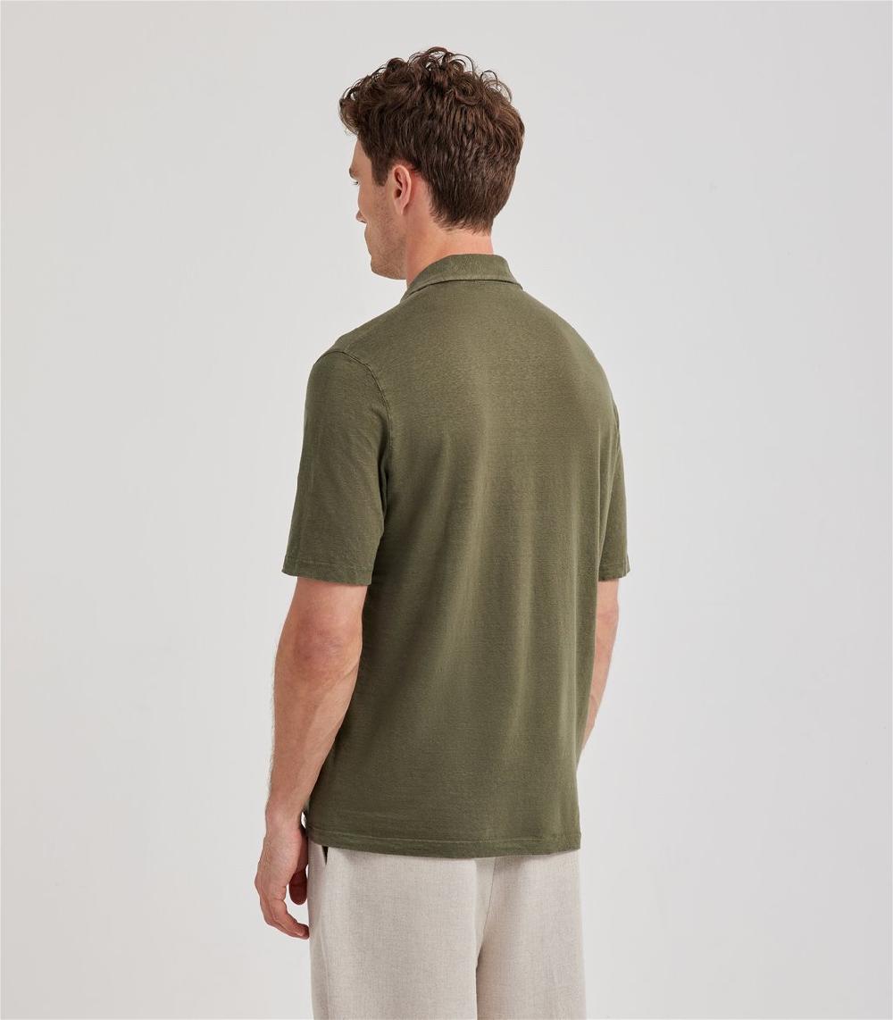 S.Moritz Polo skipper verde militare in jersey lino | S.Moritz Sito Ufficiale Outlet