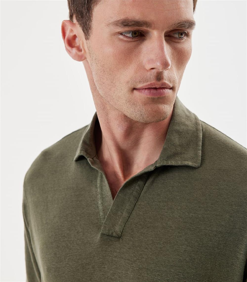 S.Moritz Polo skipper verde militare in jersey lino | S.Moritz Sito Ufficiale Outlet