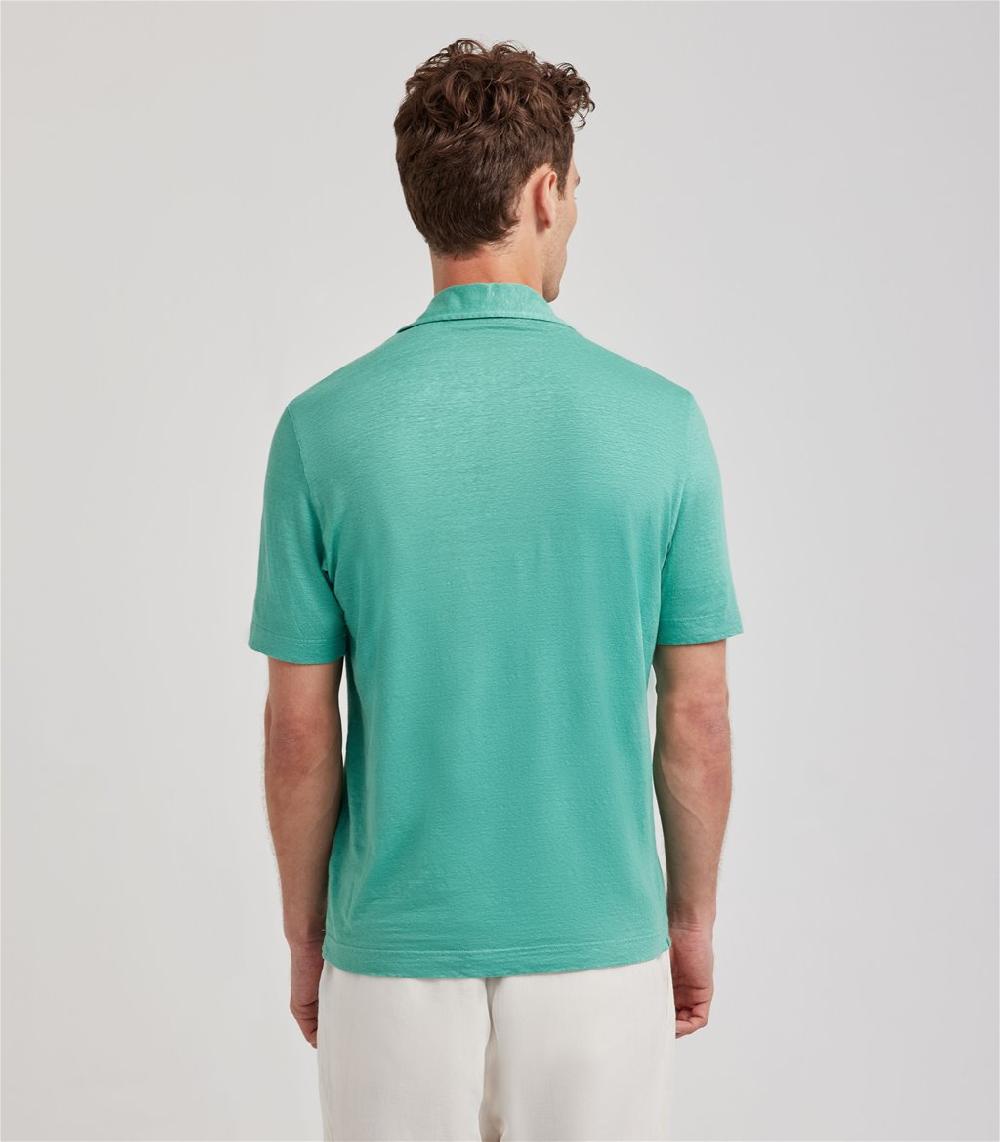 S.Moritz Polo skipper verde smeraldo in jersey lino | S.Moritz Sito Ufficiale In Vendita