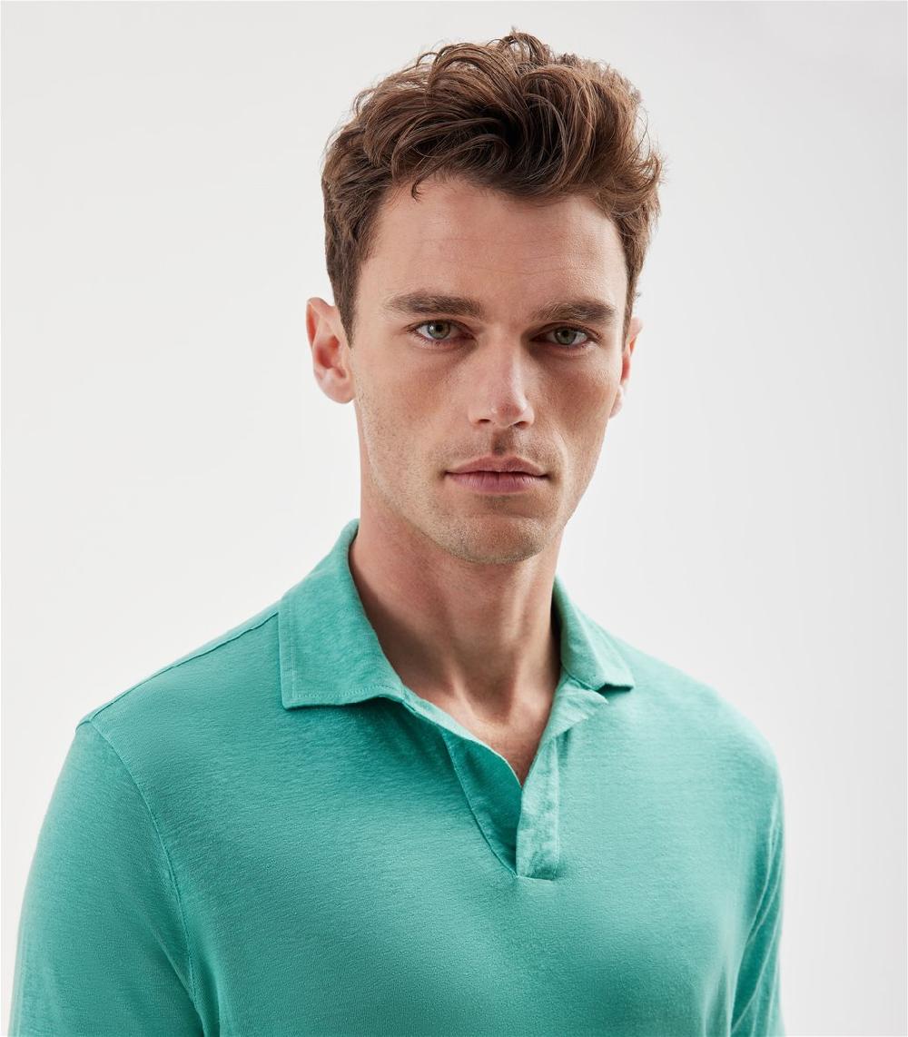 S.Moritz Polo skipper verde smeraldo in jersey lino | S.Moritz Sito Ufficiale In Vendita