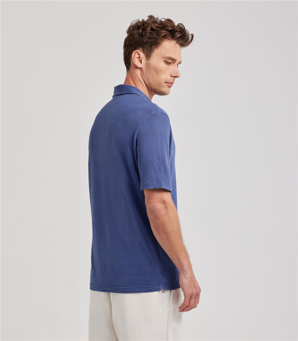 S.Moritz Polo skipper blu da uomo in jersey lino | S.Moritz Sito Ufficiale Offerte