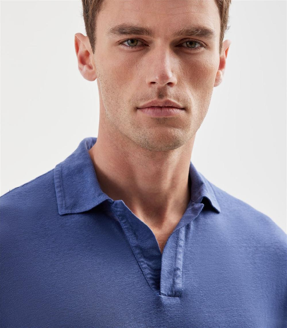 S.Moritz Polo skipper blu da uomo in jersey lino | S.Moritz Sito Ufficiale Offerte