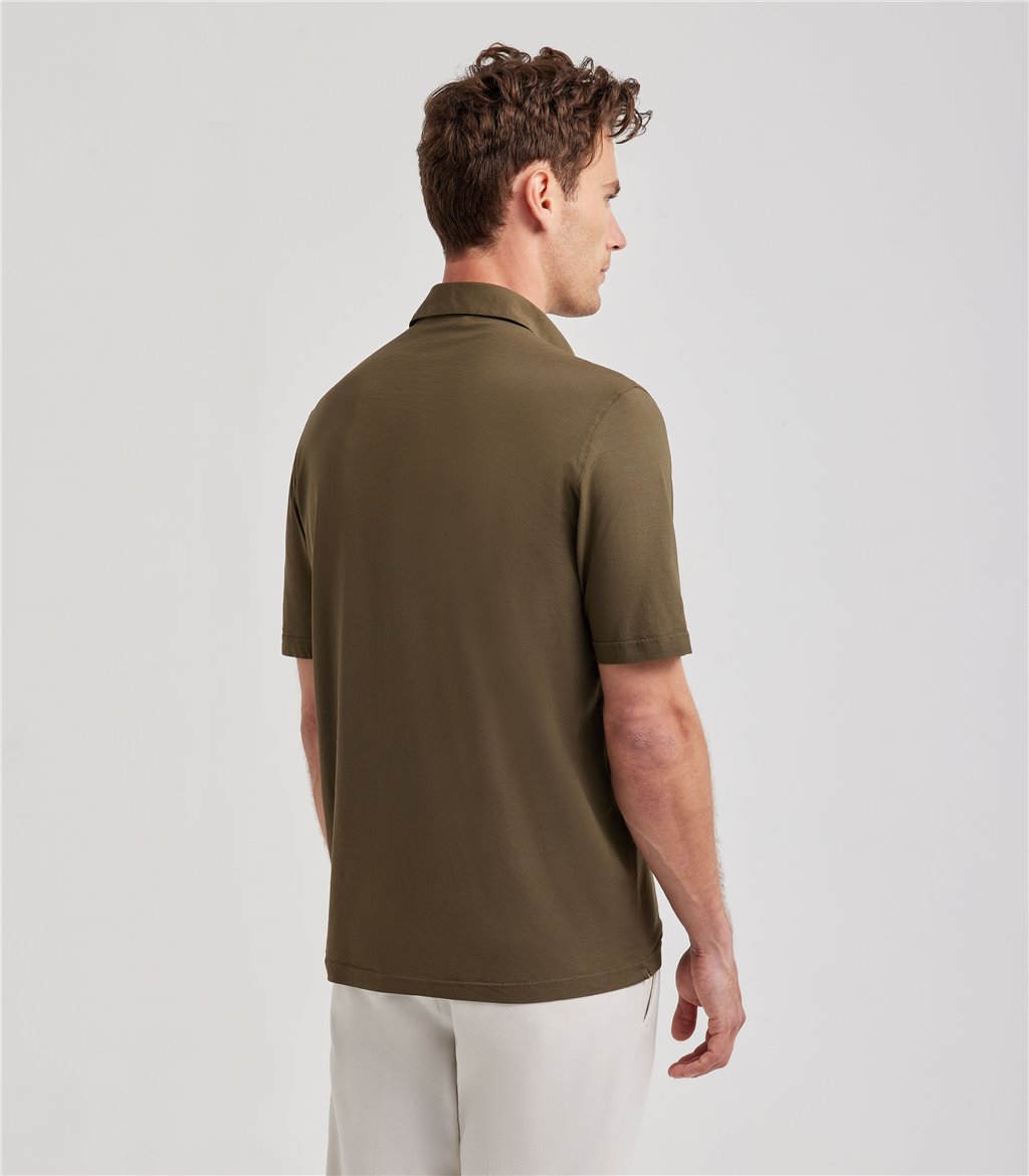 S.Moritz Polo verde militare da uomo in cotone crepe | S.Moritz Sito Ufficiale Hotsell