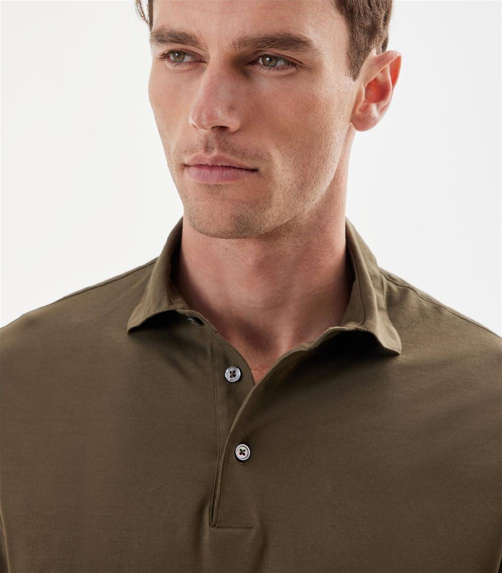 S.Moritz Polo verde militare da uomo in cotone crepe | S.Moritz Sito Ufficiale Hotsell