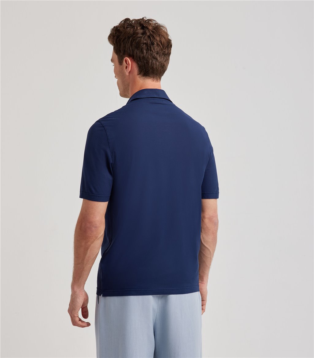 S.Moritz Polo indaco da uomo in cotone crepe | S.Moritz Sito Ufficiale Vendita Calda