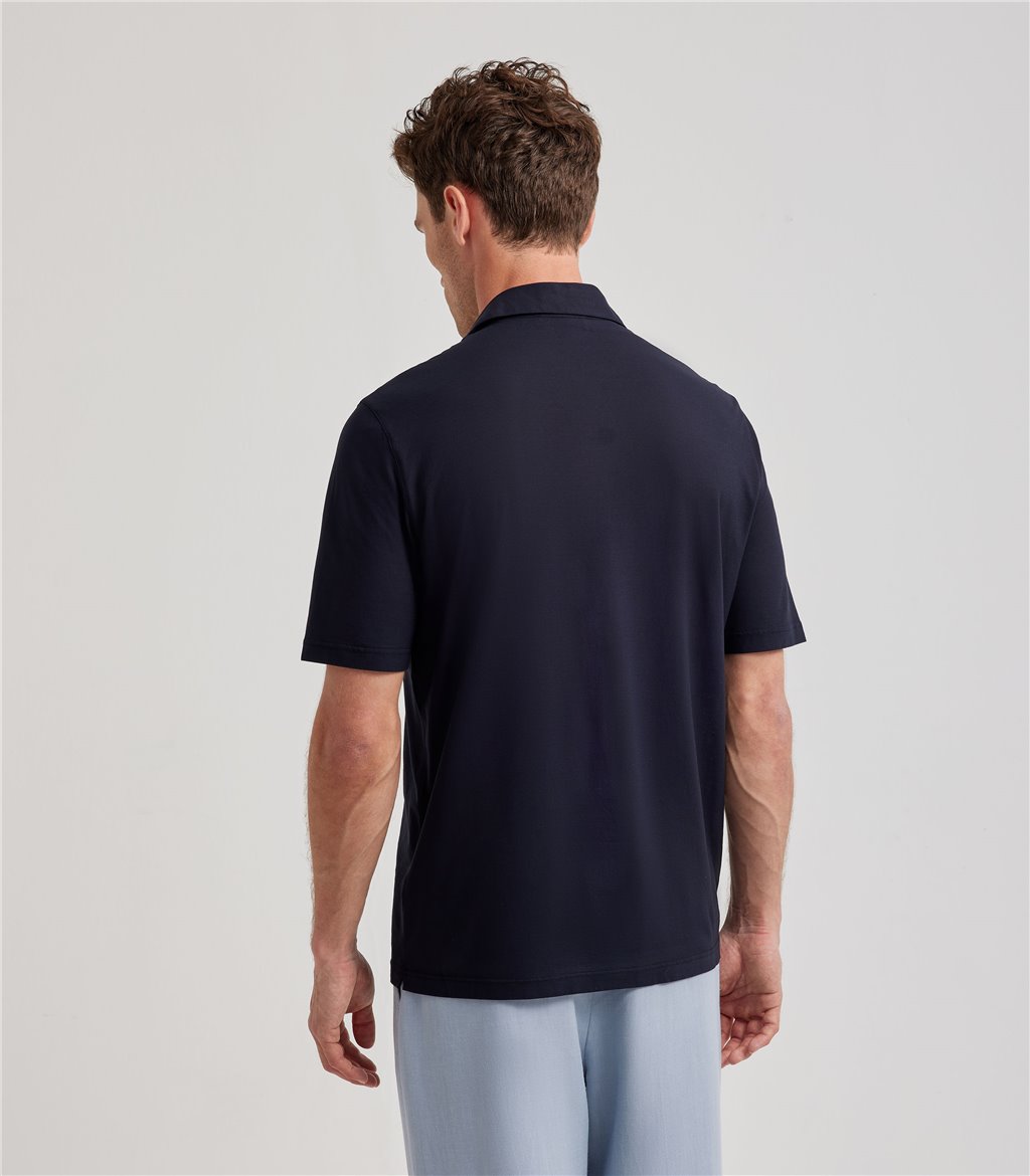 S.Moritz Polo blu navy da uomo in cotone crepe | S.Moritz Sito Ufficiale Acquista Ora