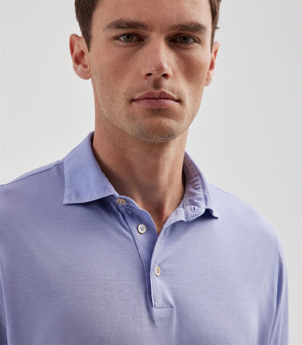S.Moritz Polo lilla da uomo in cotone crepe | S.Moritz Sito Ufficiale Saldi Di Fabbrica