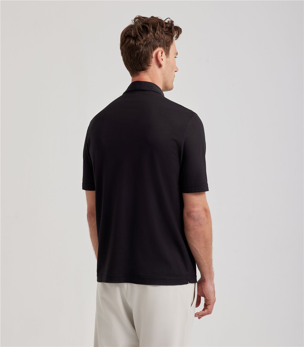 S.Moritz Polo nera da uomo in cotone crepe | S.Moritz Sito Ufficiale Vendite Flash