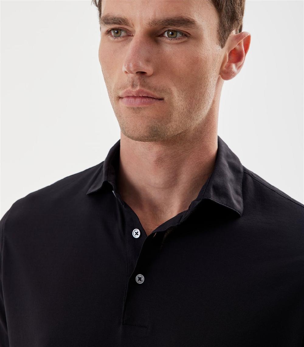 S.Moritz Polo nera da uomo in cotone crepe | S.Moritz Sito Ufficiale Vendite Flash