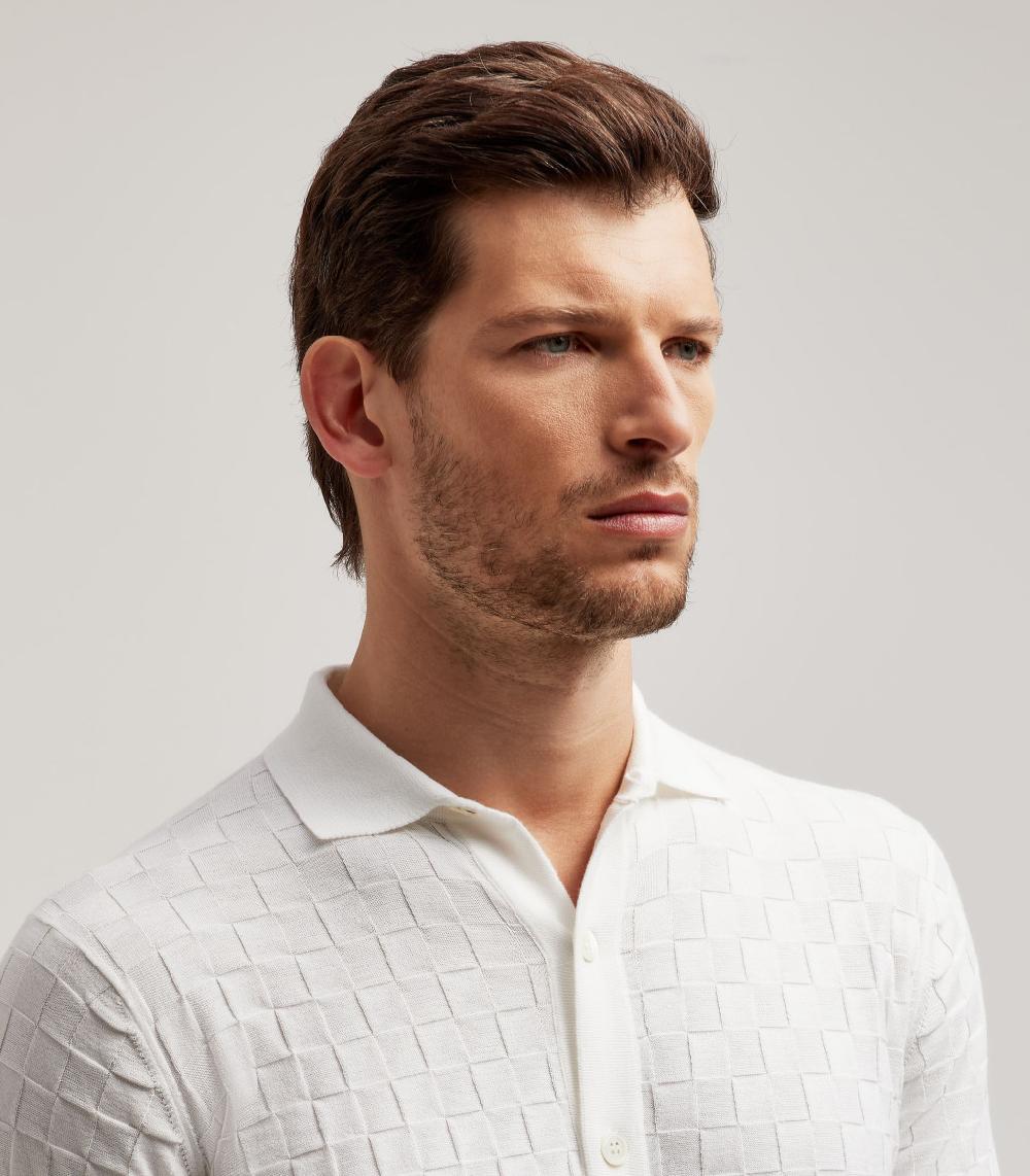 S.Moritz T-SHIRT COLLO CAMICIA PUNTO QUADRETTO - COTONE Offerta