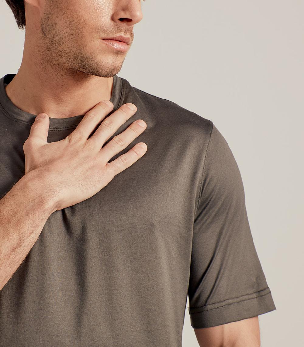 S.Moritz T-SHIRT IN COTONE SUPERFINE - VERDE MILITARE Saldi
