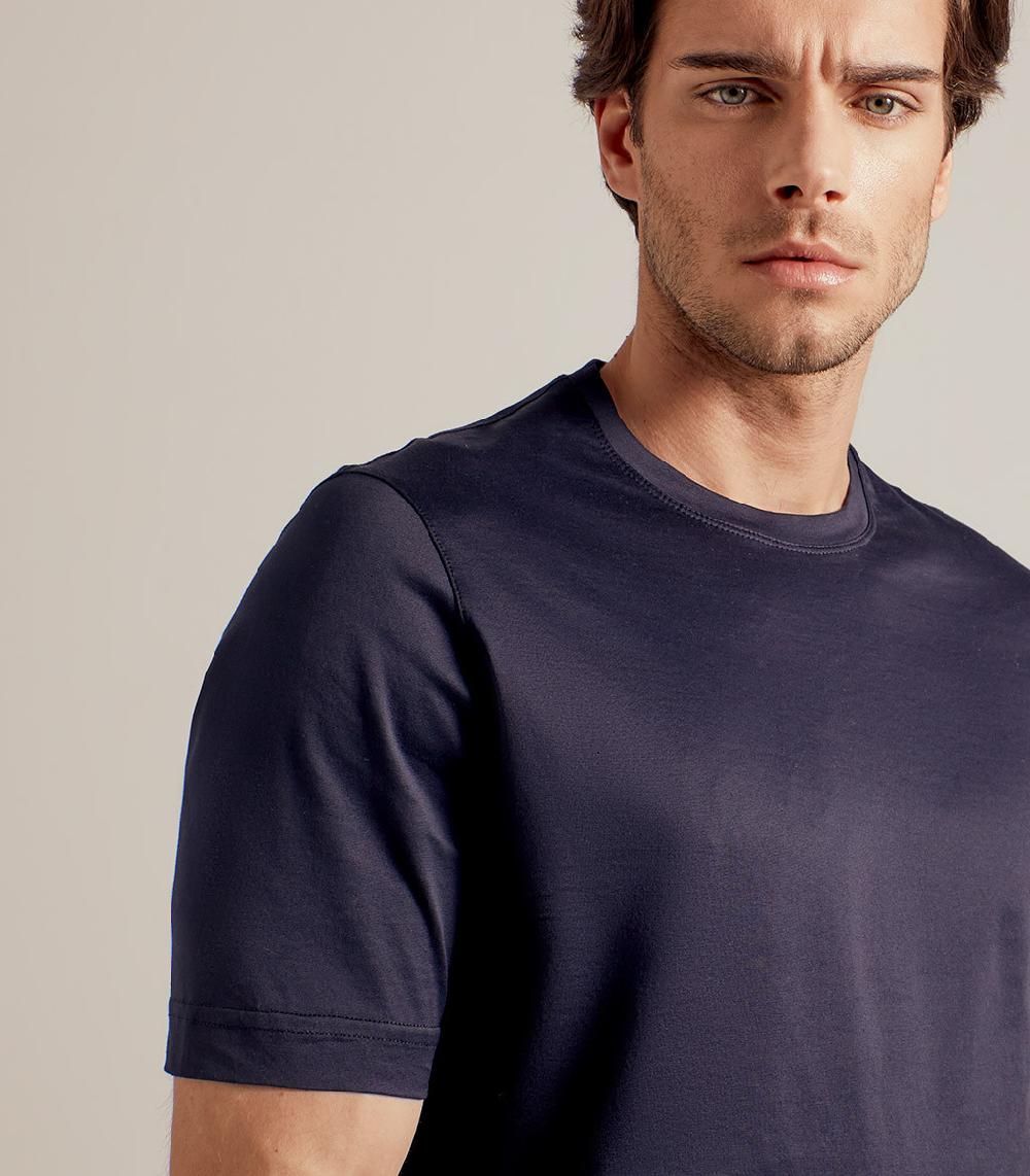 S.Moritz T-SHIRT IN COTONE SUPERFINE - BLU NAVY Offerte
