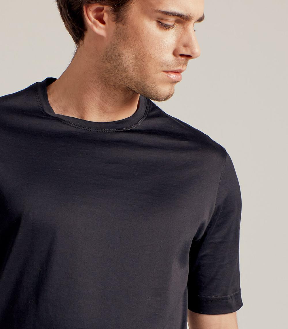 S.Moritz T-SHIRT IN COTONE SUPERFINE - NERO Vendita Calda