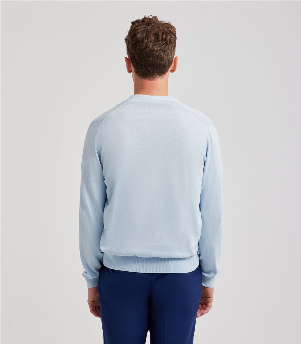 S.Moritz Cardigan da uomo in cotone blu polvere | S.Moritz Sito Ufficiale Offerta Giorno del Papà