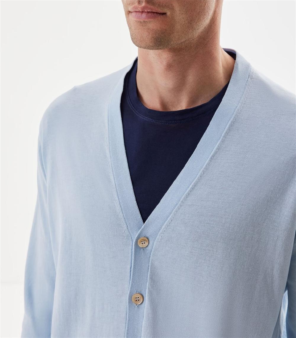 S.Moritz Cardigan da uomo in cotone blu polvere | S.Moritz Sito Ufficiale Offerta Giorno del Papà