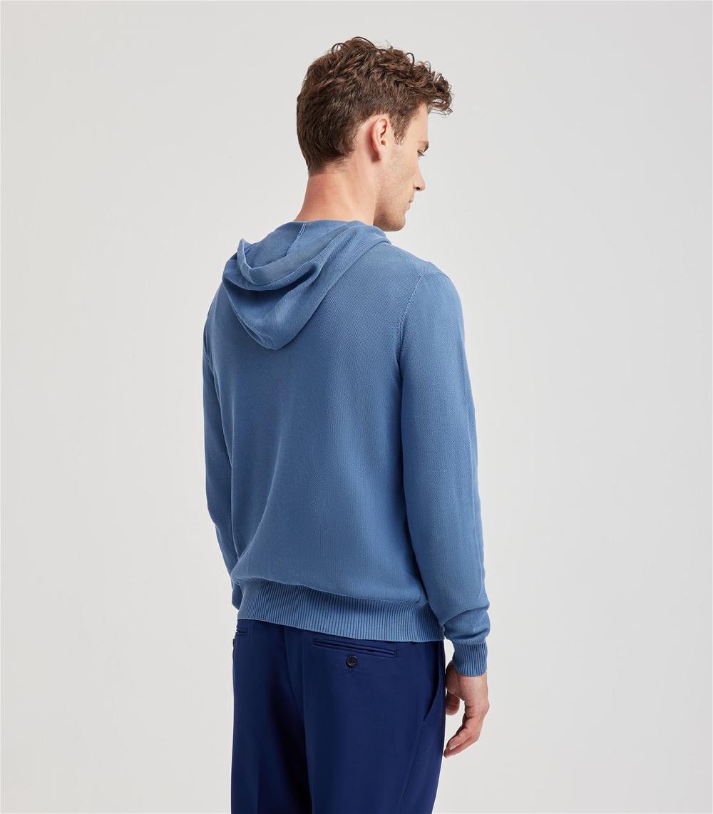 S.Moritz Felpa con cappuccio da uomo con zip blu | S.Moritz Sito Ufficiale Negozio