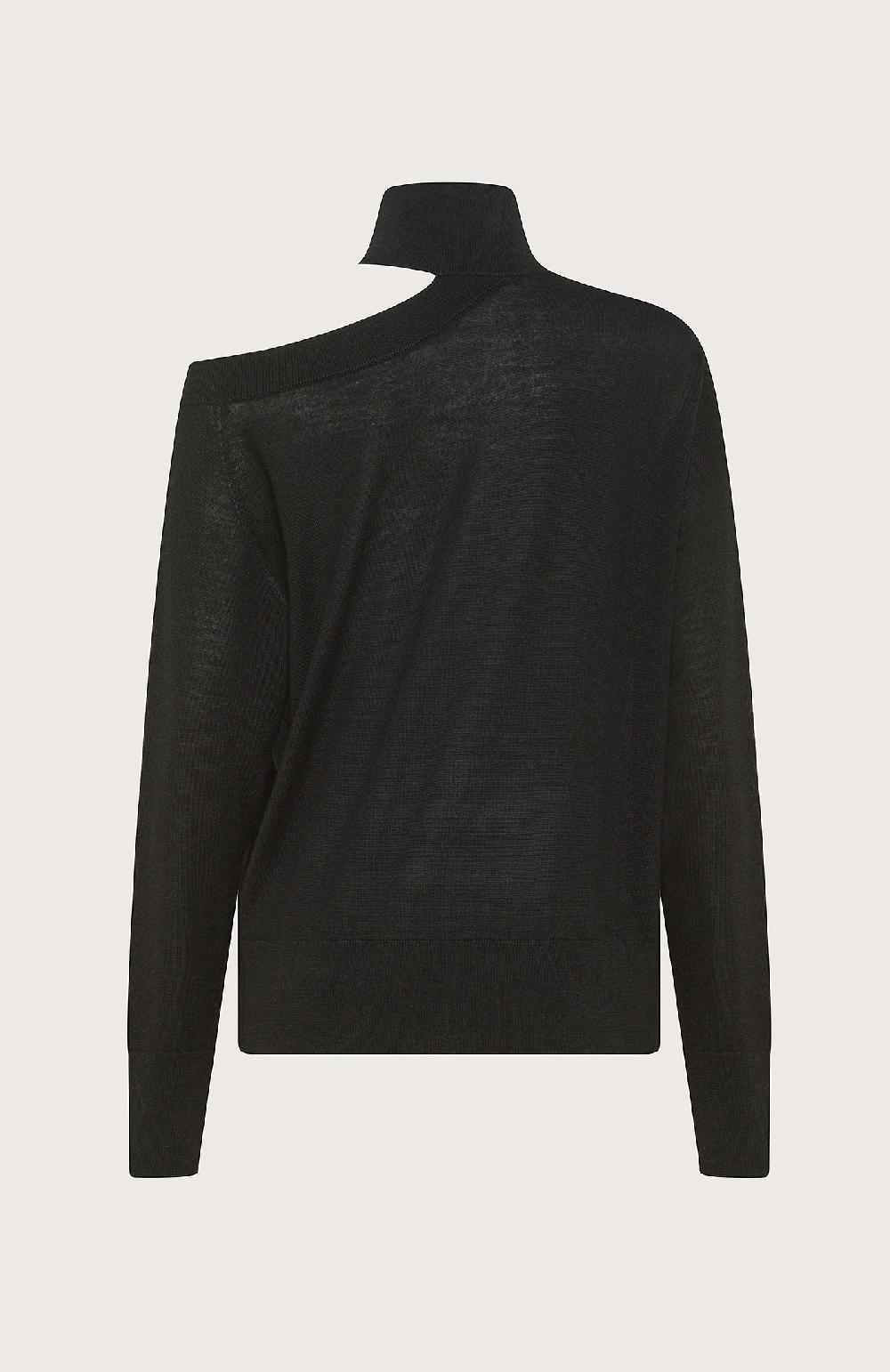 Seventy Maglia asimmetrica in lana merinos - Col. Nero Prezzo Ridotto