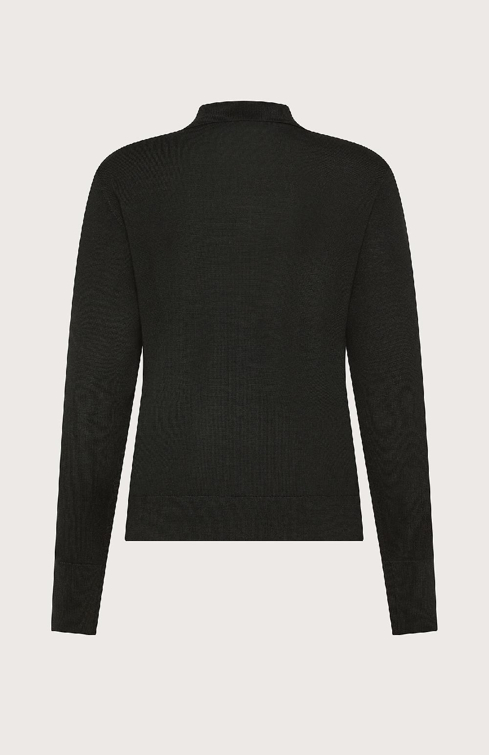 Seventy Polo in lana merinos a manica lunga - Col. Nero Sottocosto