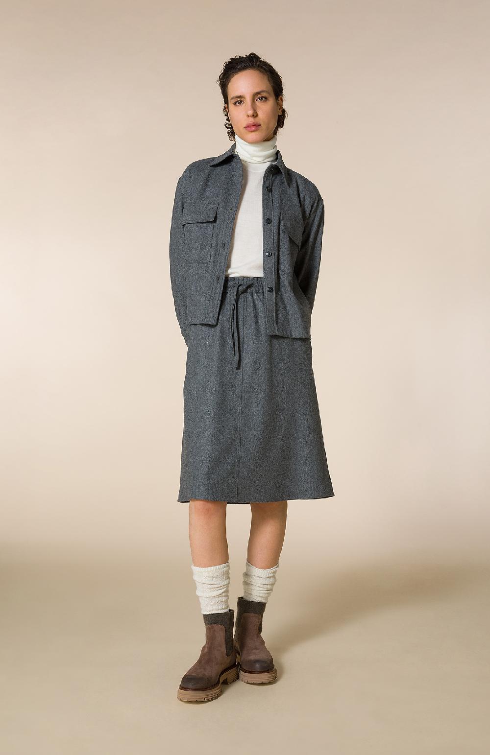 Seventy Overshirt boxy in flanella misto lana - Col. Grigio Vendita Calda
