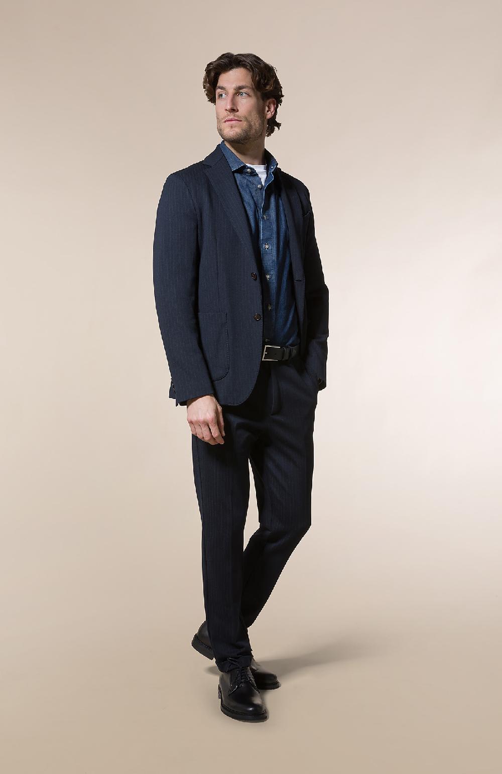 Seventy Giacca decostruita monopetto regualar fit in punto stoffa gessato - Col. Blu Moda