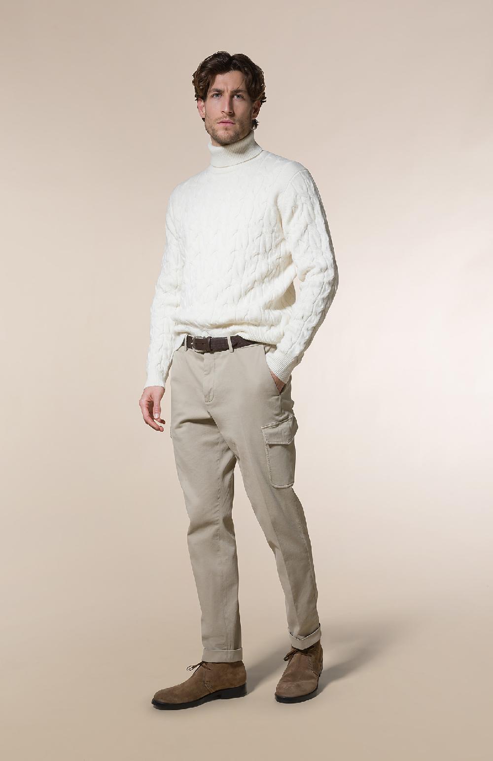 Seventy Maglione collo alto a treccia alternata - Col. Neutro Qualità