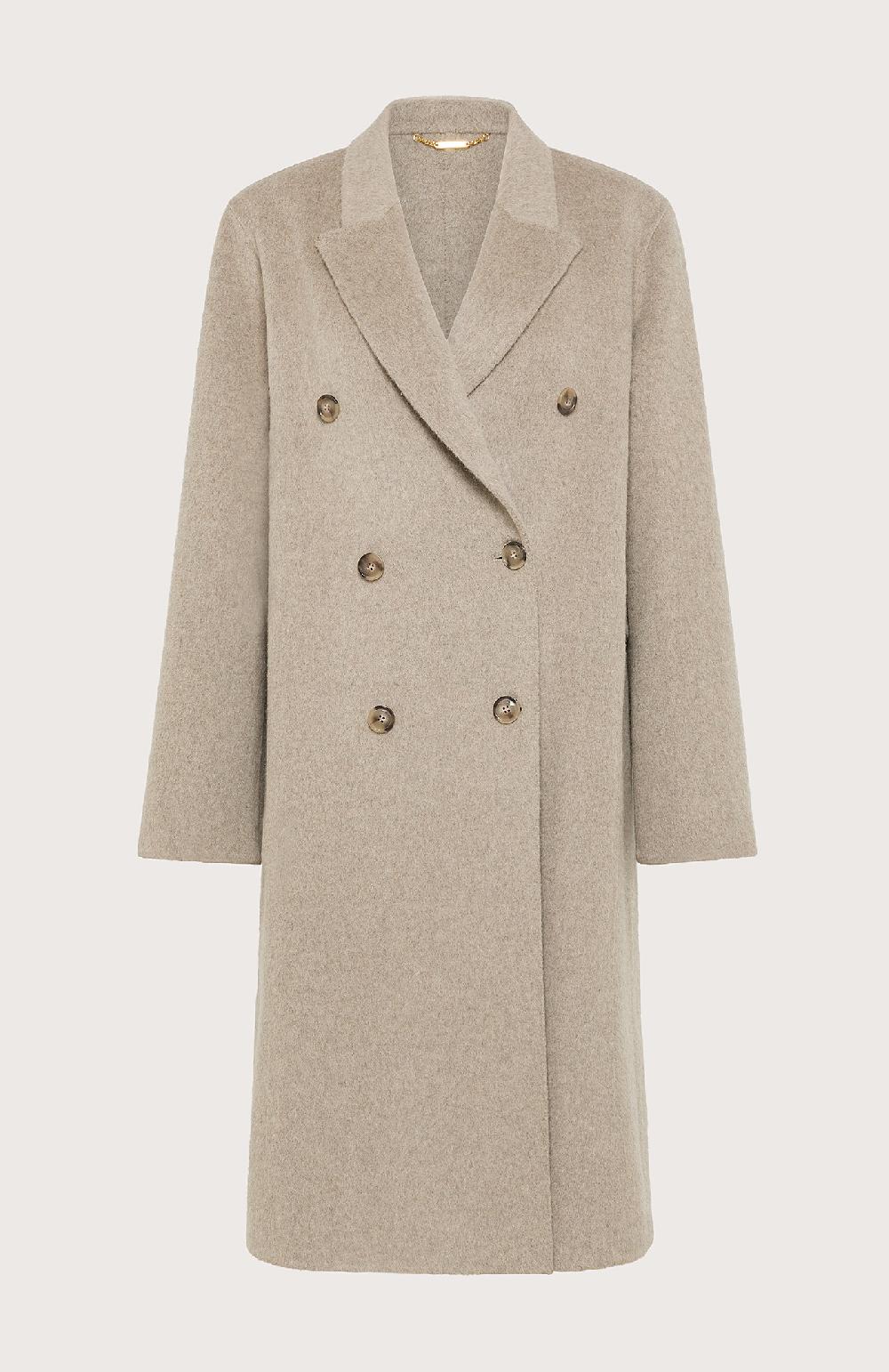 Seventy Cappotto doppiopetto in double melange - Col. Neutro Vendita Calda