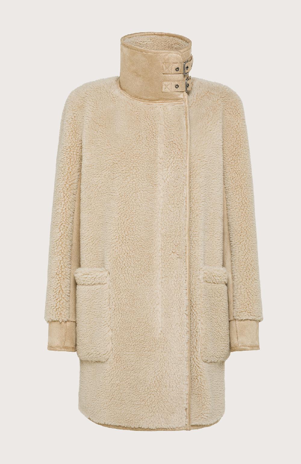 Seventy Ecomontone lungo con fibbie su collo - Col. Neutro Moda