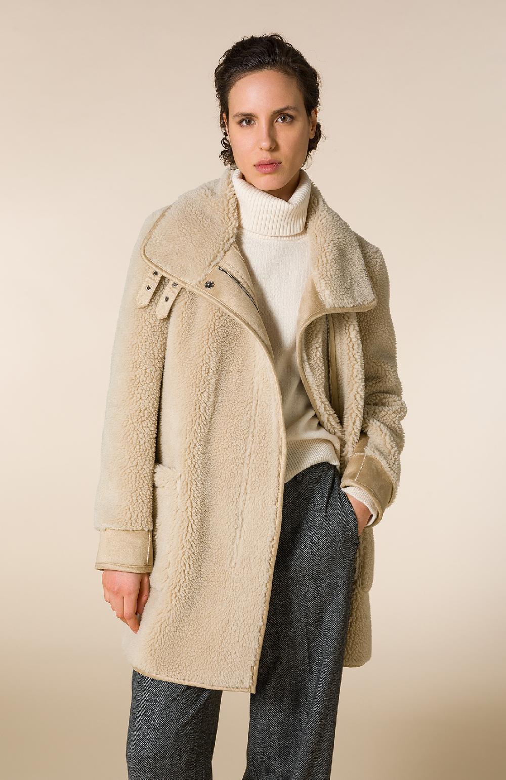 Seventy Ecomontone lungo con fibbie su collo - Col. Neutro Moda